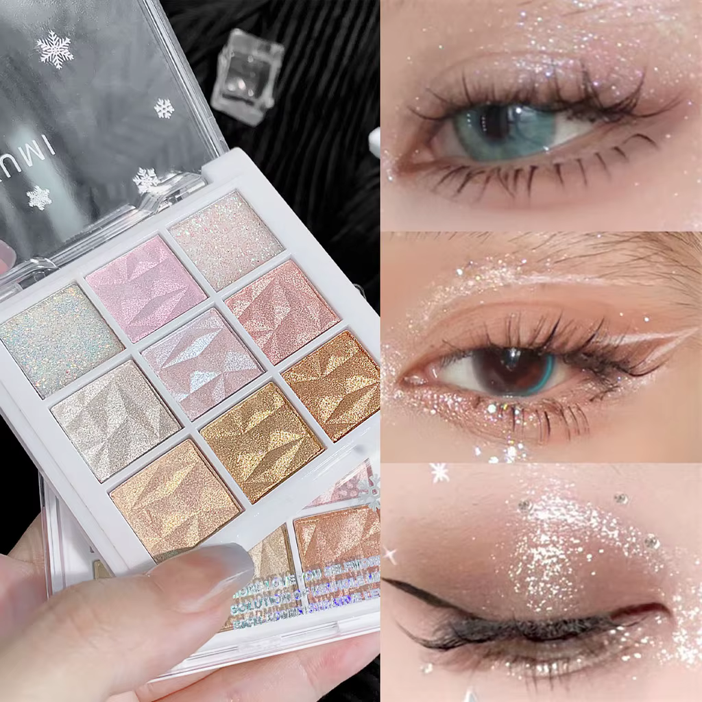 Palette de fards à paupières 9 couleurs scintillantes flocon de neige Dream Girl, fard à paupières n
