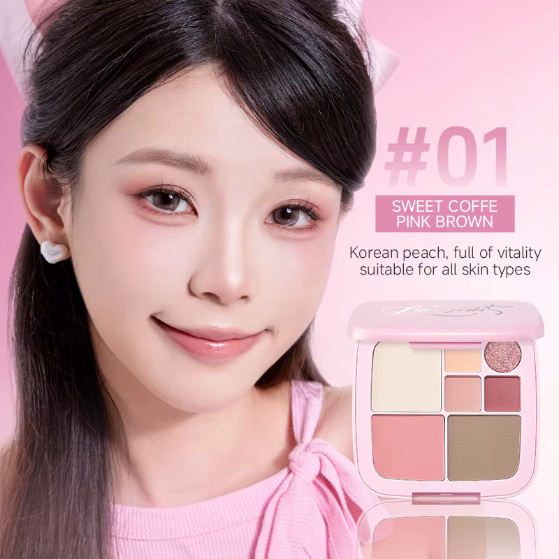 Life Girls – Palette de fards à paupières 7 couleurs, surligneur, contour avec des paillettes fines,