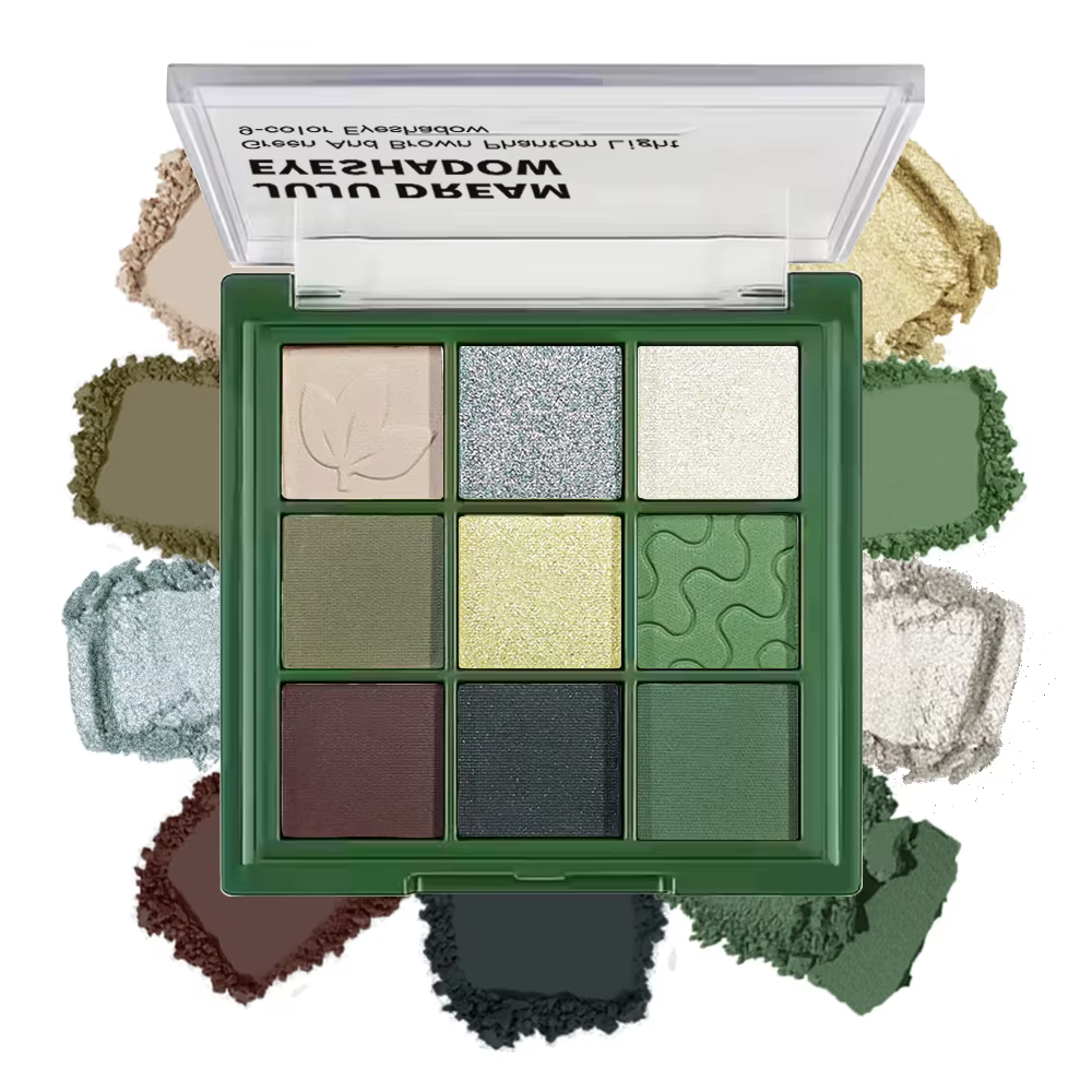 Palette de fards à paupières 9 couleurs ton vert - Palette de maquillage pour les yeux pigmentée lon