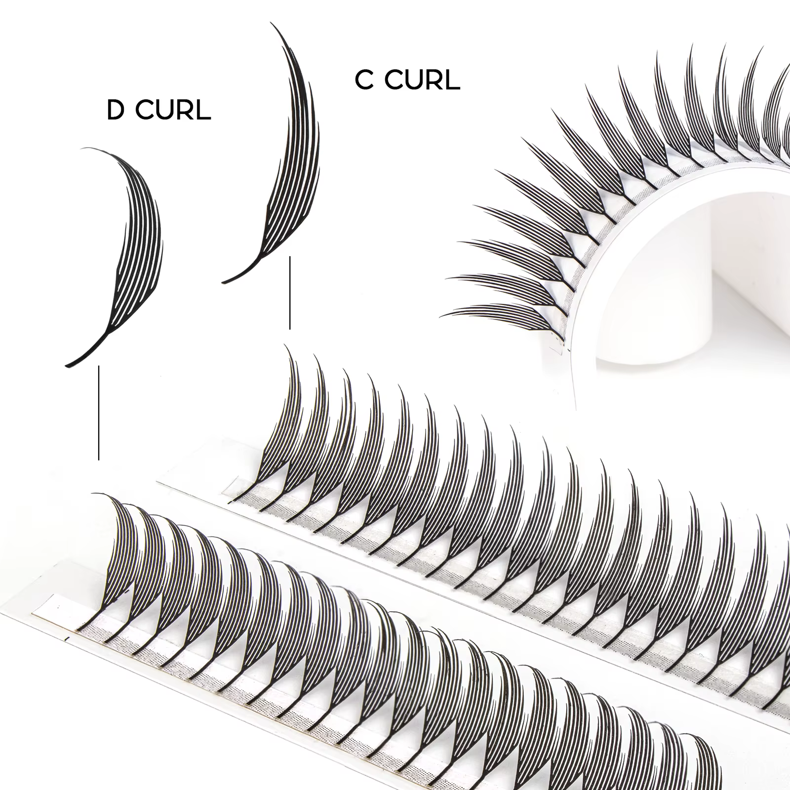 Befer Beauty-Extensions de Cils à Boucles C/D, 240 Grappes, Style Manga, Plume, Flora, Cat Eye, 8-15