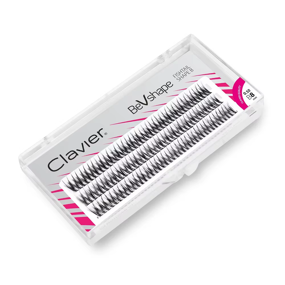 Clavier naturel grappe de cils BeVshape queue de poisson forme B Curling cils 10D soie doux cils out