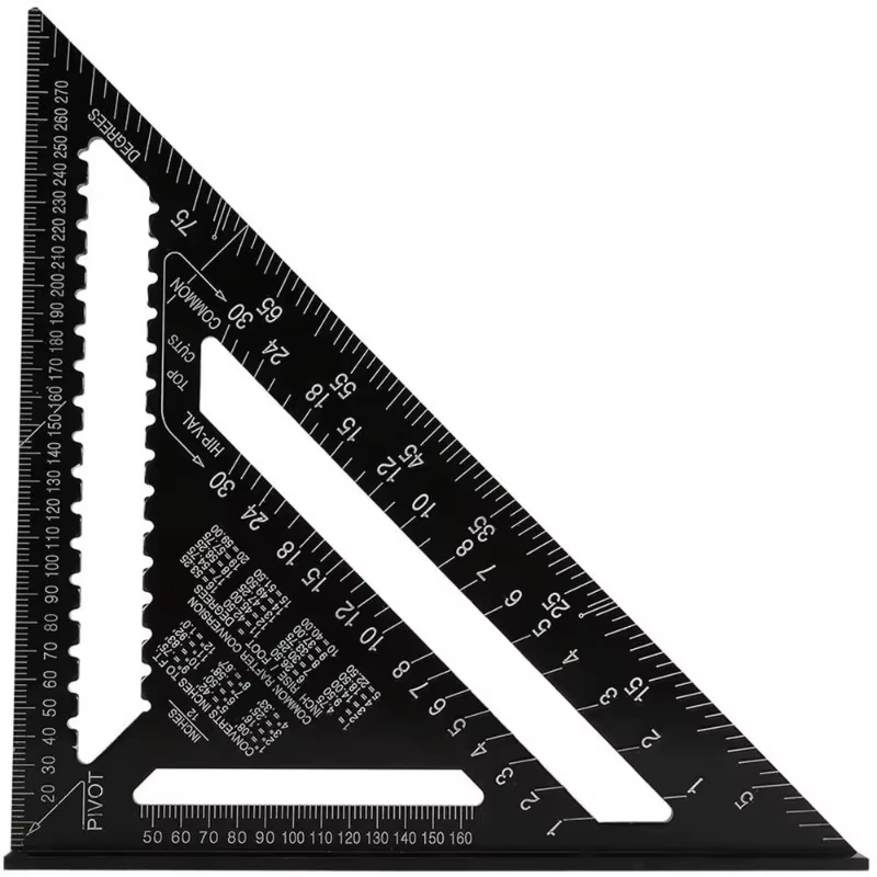 Règle d'angle triangulaire 12 pouces, rapporteur d'angle métrique en alliage d'aluminium, règle de m
