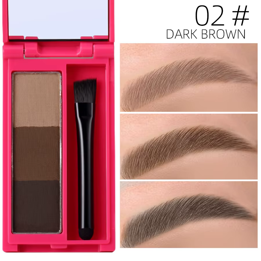 Poudre à sourcils professionnelle waterproof noir, brun, café, longue tenue, palette de fards à paup