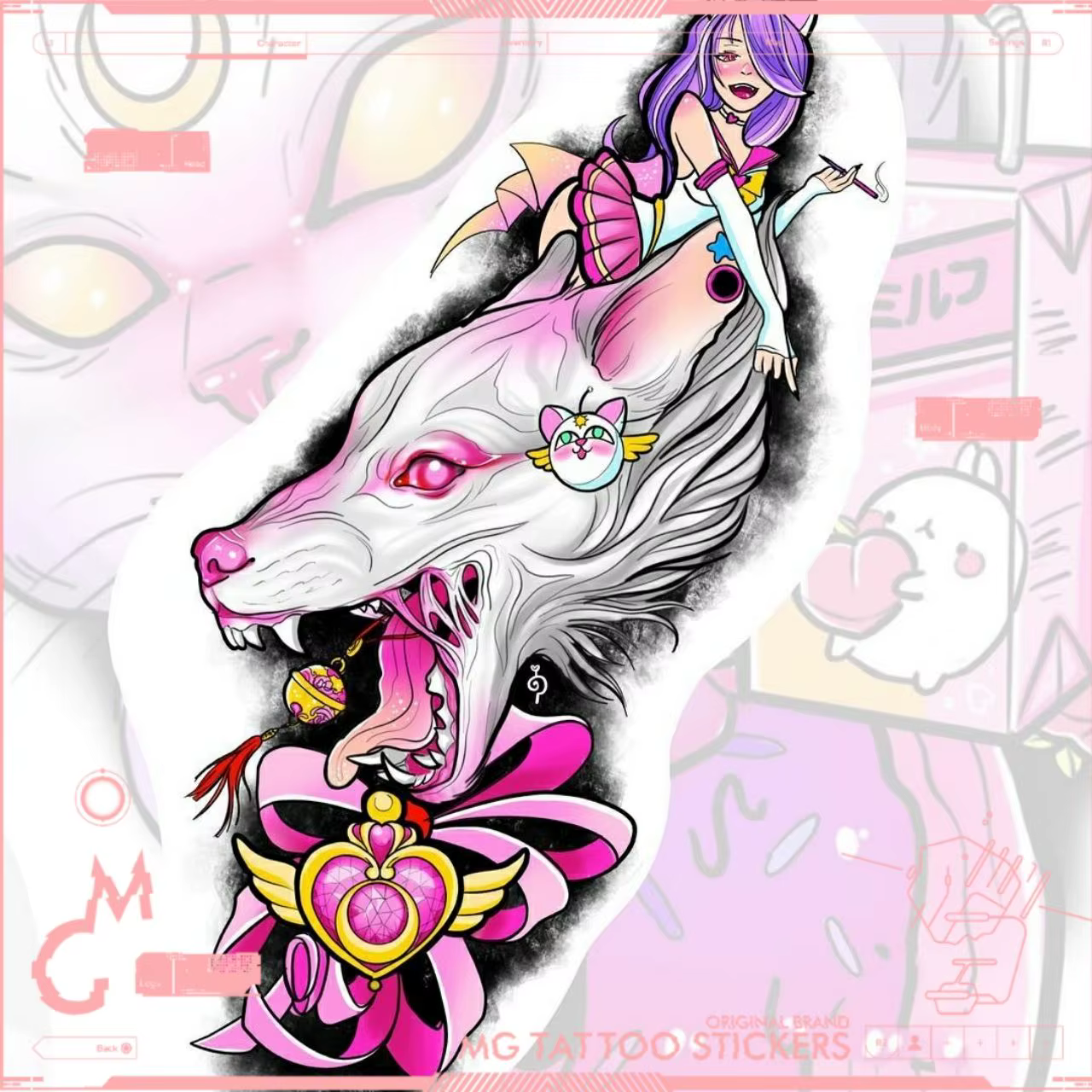 Faux Tatouage Temporaire de Style Renard de Dessin Animé pour Homme et Femme, Autocollant Sexy, Dura