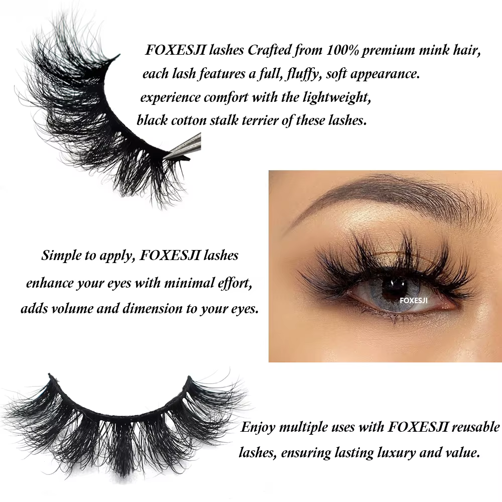 FOXESJI-Faux cils de vison 3D, extension de cils doux, ensemble de maquillage, contaminants croisés,