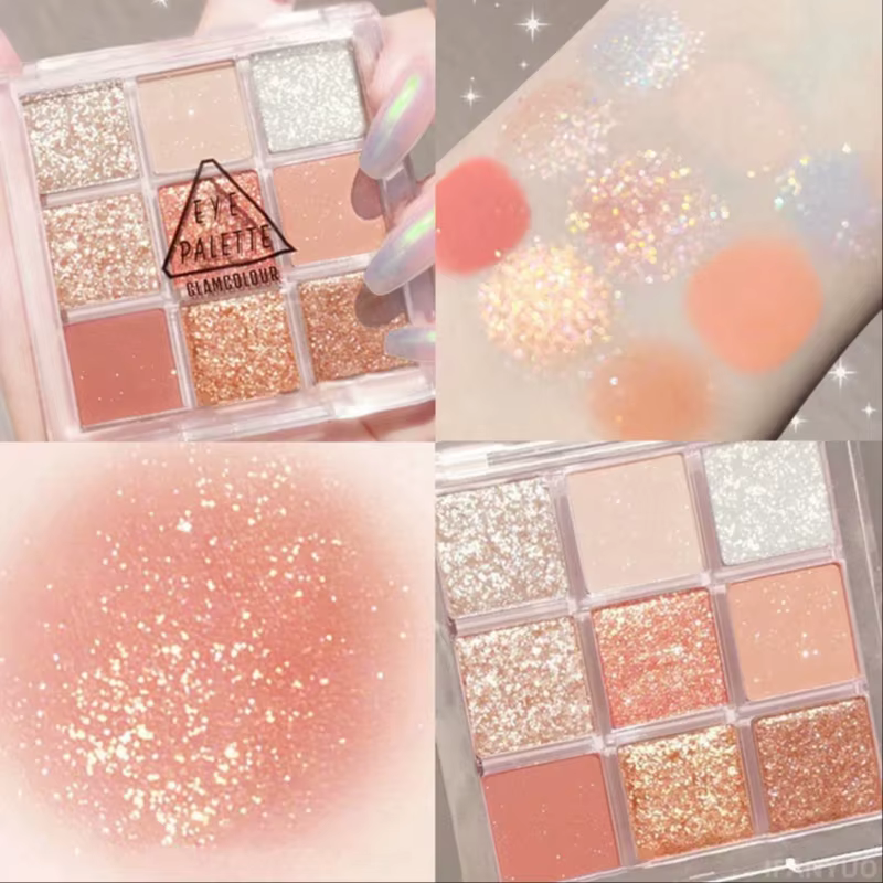 Nouveau 9 couleurs rose violet fard à paupières Palette haute brillance paillettes perle et mat pres