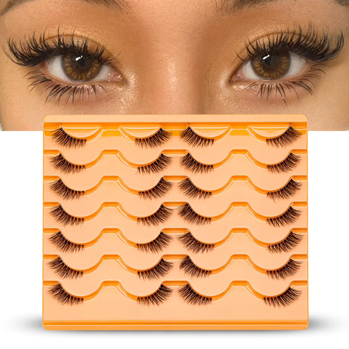 Faux cils en vison synthétique naturels, effet plumeux, pour extension de cils et maquillage