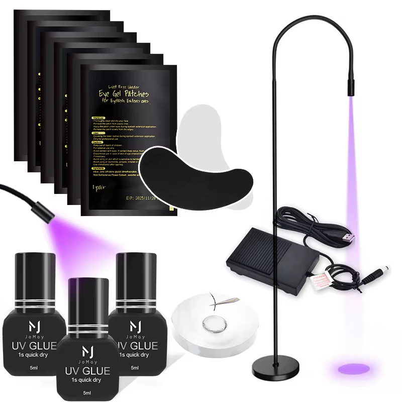 Chaîne MAY-Ensemble de Colle UV pour Extension de Cils, Lampe UV Adhésive 1S, vaccage Rapide, Longue