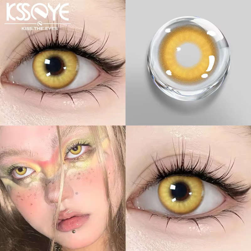KSSEYE offre spéciale jaune Cosplay lentilles de Contact colorées pour les yeux avec degrés lentille