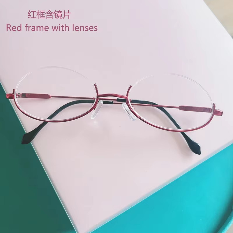 Lunettes de Cosplay de personnage d'anime Magica Homura Akemi, demi-monture rouge avec lentille, acc