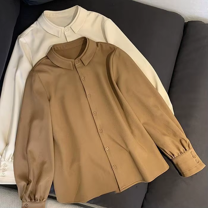 Chemise en velours côtelé pour femmes, chemise épaisse, Design français, haut Chic, automne et hiver