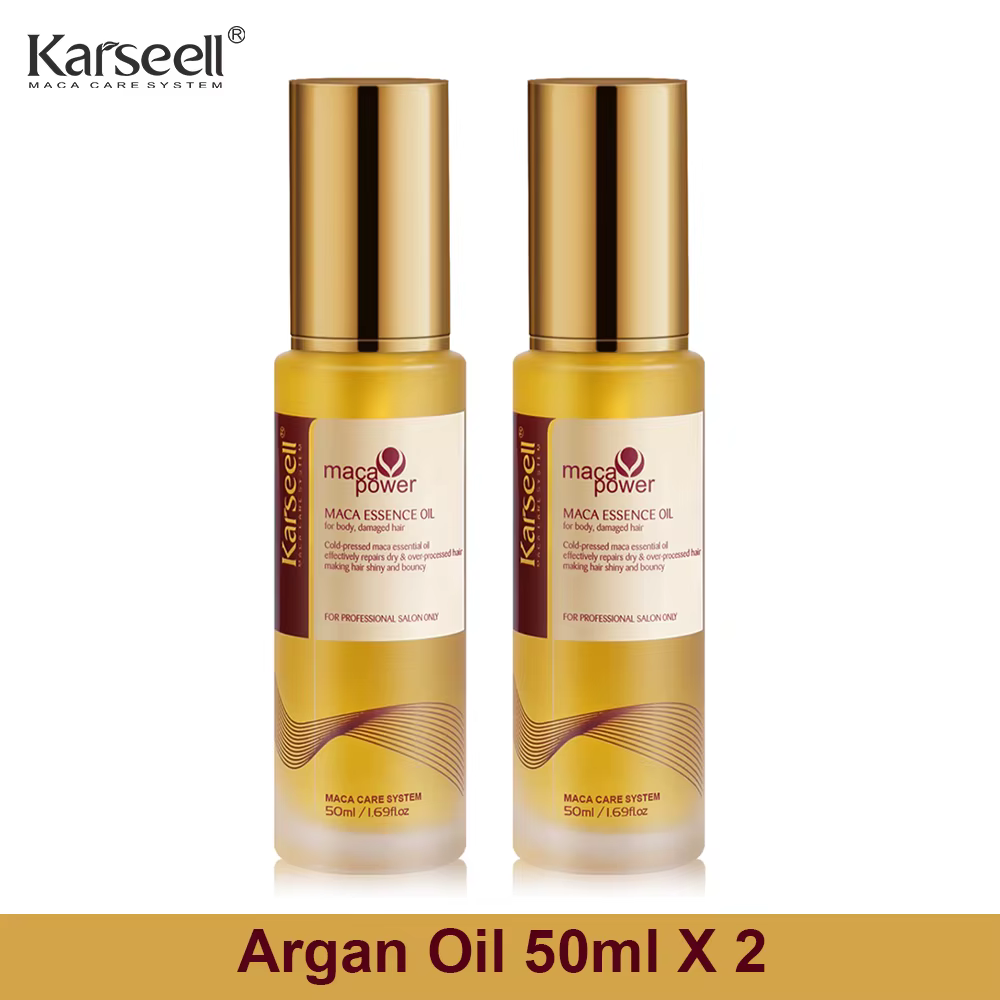 Karseell 1/2 pièces ensemble d'huile d'argan marocaine pour la guérison des cheveux pressé à froid h