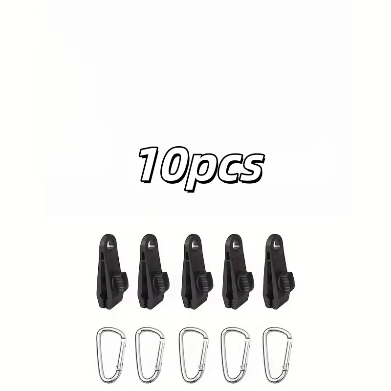 Ensemble de 10 clips et mousquetons pour tente, pinces renforcées coupe-vent pour la fixation des ho