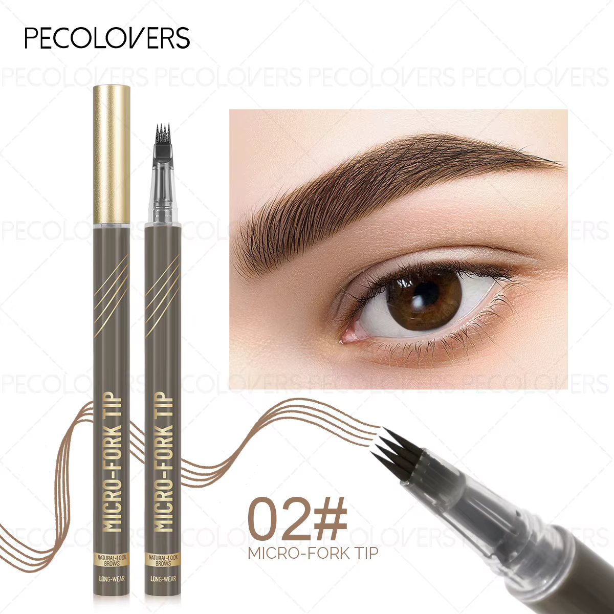 Crayon à sourcils étanche 1 pièce, conception fourchue à quatre pointes, pour tous les Types de peau