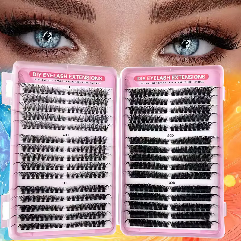 Cils épais en forme de plume 3D, yeux de chat DIY, 1 boîte de 592 bouquets de faux cils, adaptés pou