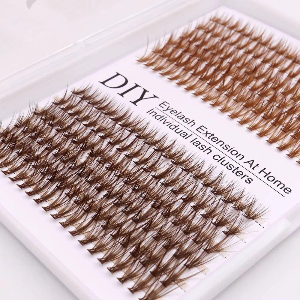 Cils individuels marron mélangés colorés, faux cils en grappe colorés, fournitures pour extensions d
