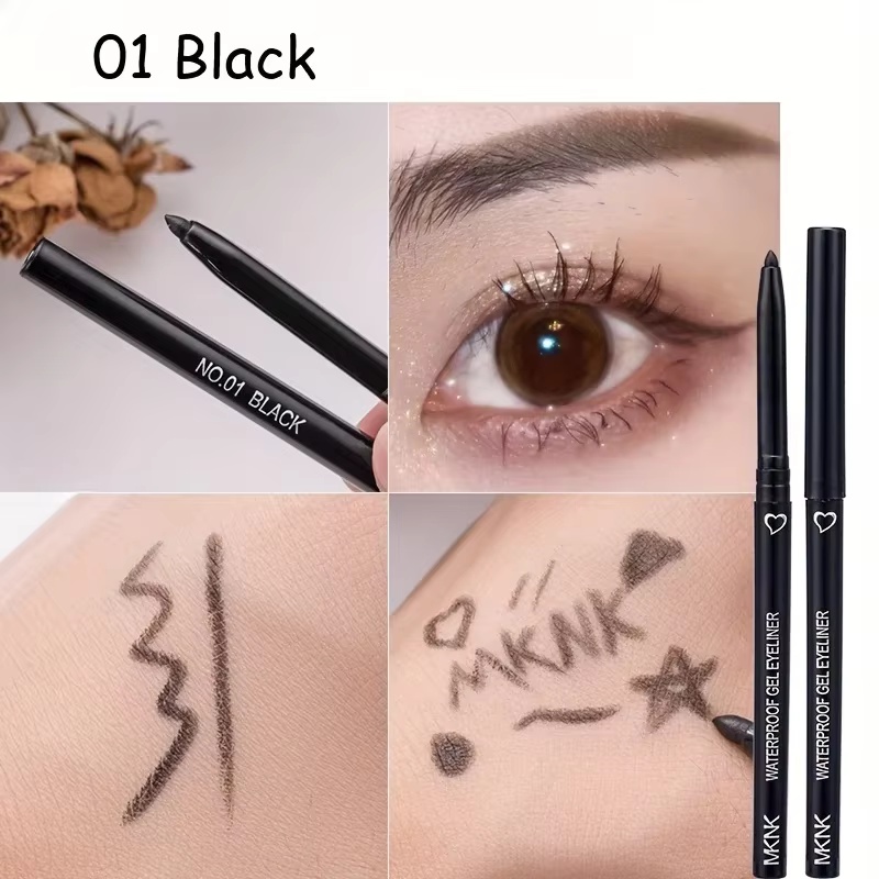 Crayon Eyeliner 5 couleurs, imperméable, longue durée, bleu, noir, marron, facile à porter