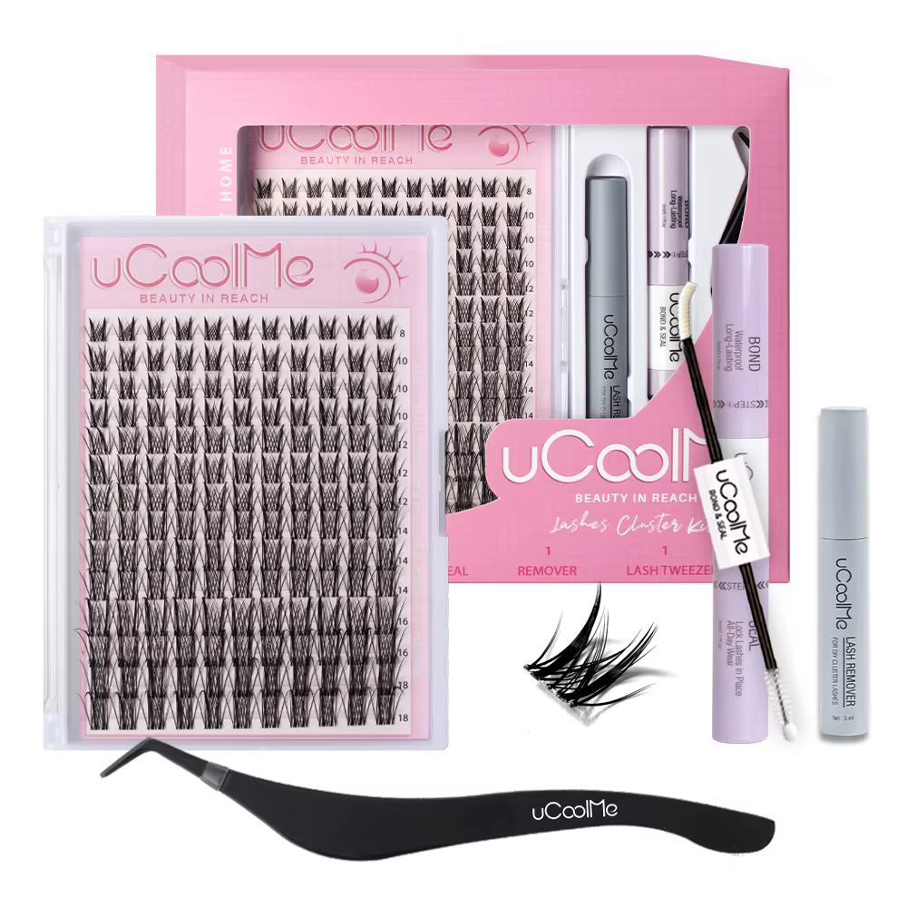 UCoolMe cils Afrodite naturel 154 pièces Kit de grappe de cils C Curl vaporeux débutant amical imper