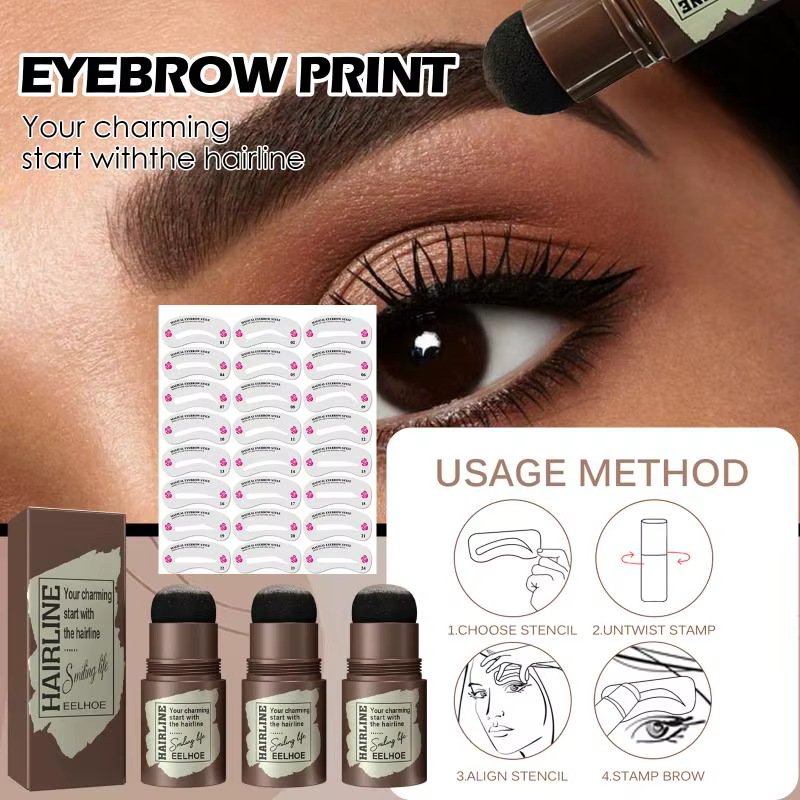 Crayon à sourcils EELHOE (noir avec autocollants pour sourcils) – Crayon à sourcils pour un maquilla