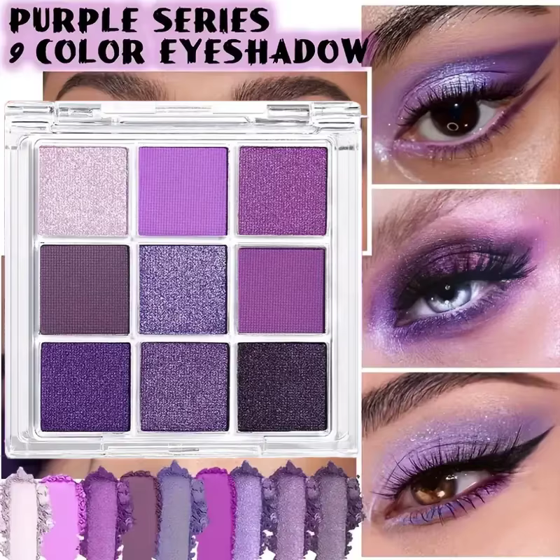 Palette de fards à paupières Smokey violet 9 couleurs, Palette de fards à paupières hautement pigmen
