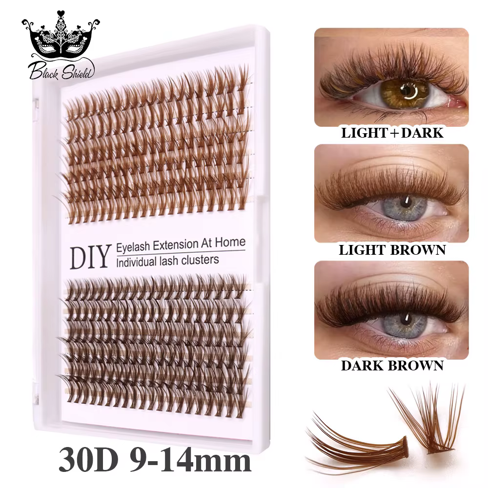 Cils individuels marron mélangés colorés, faux cils en grappe colorés, fournitures pour extensions d