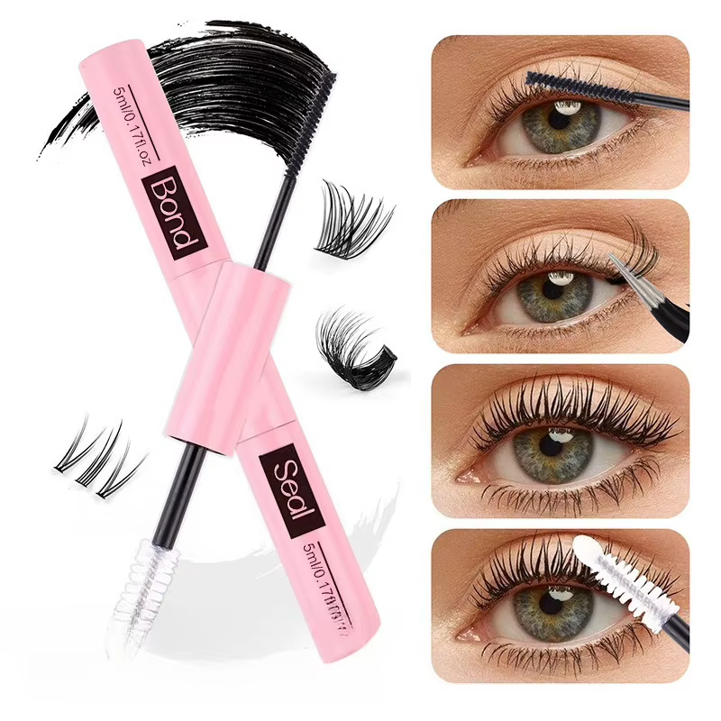 Colle faux cils 2 en 1, Double tête, liaison et joint, imperméable, longue durée, bricolage, grappe,