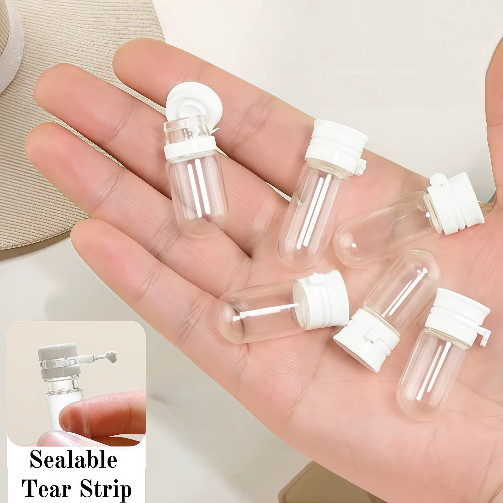 10 Mini bouteilles de voyage bouteilles en verre Transparent portables anti-fuite adaptées au sérum