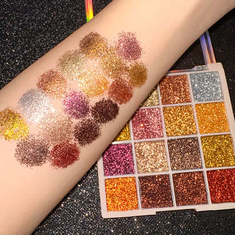 16 couleurs paillettes paillettes fard à paupières Palette diamant miroitant corps visage Art maquil
