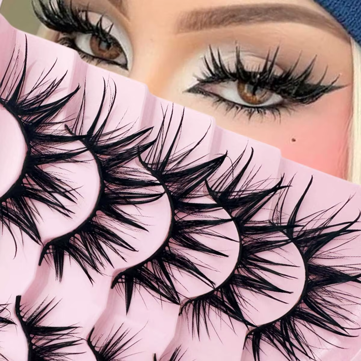 5 paires de faux cils à la mode, aspect mouillé, beaux, uniques, accrocheurs, adaptés aux fêtes, aux