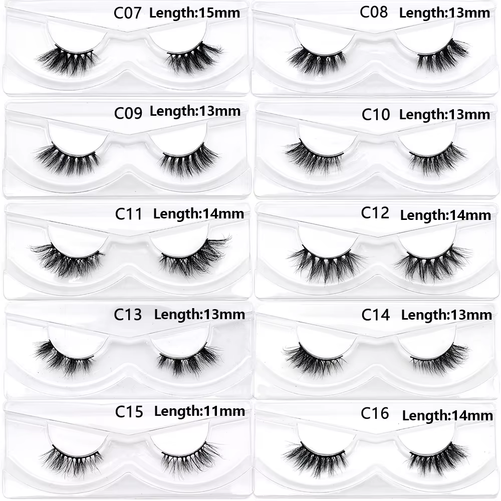 Articles en vrac 10/30/60/100 paires demi-cils de vison naturel longs moelleux vaporeux demi-cils Ex