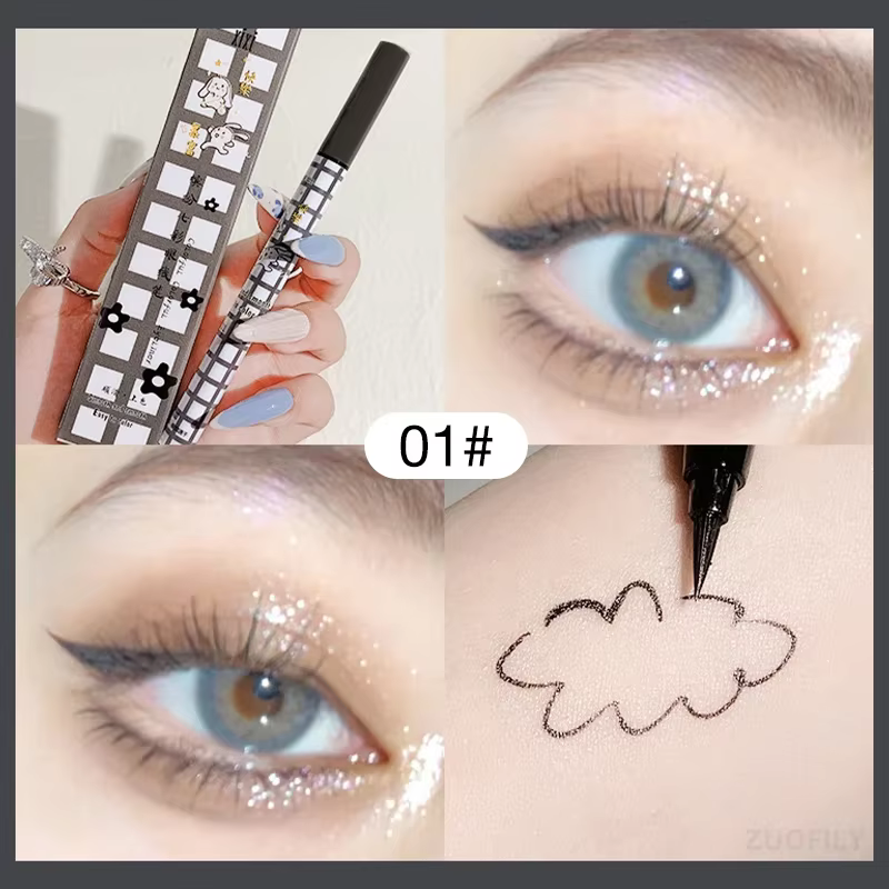 Crayon Eyeliner à Carreaux Coloré, Rose, Violet, Lisse, Noir, Stylo Eyeliner, Maquillage Longue Duré