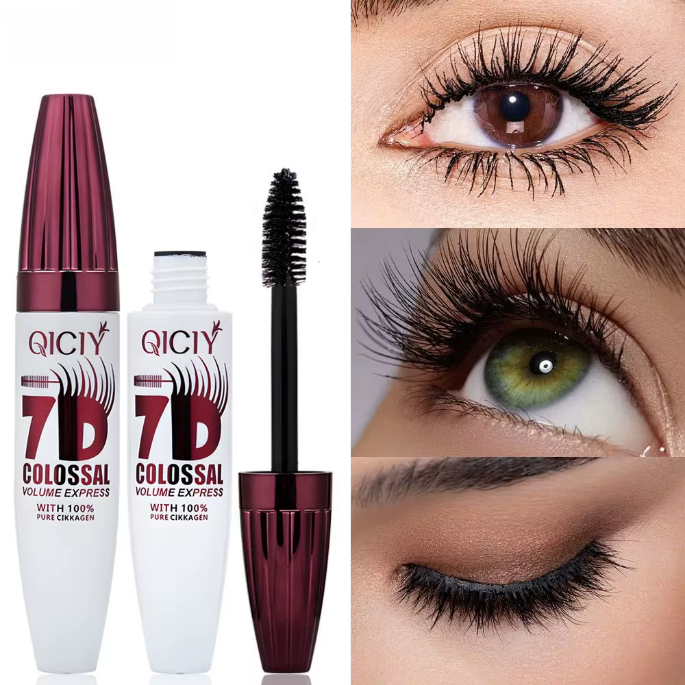 Mascara noir volumisant et recourbant 7D, anti-bavures, effet lifting et recourbement naturel des ci