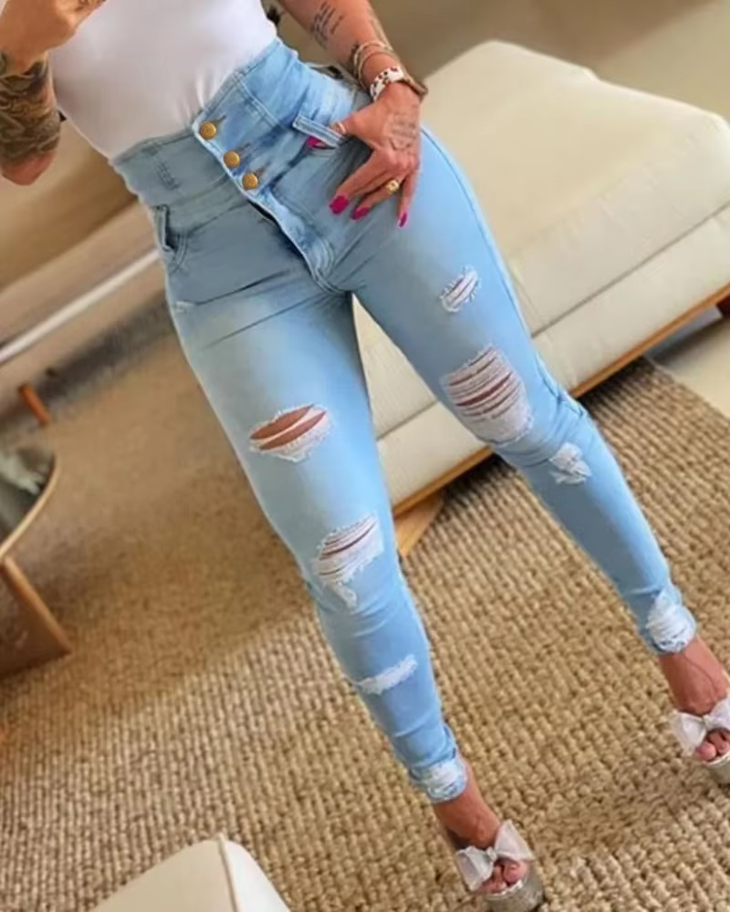 Pantalon crayon jean femme pantalon crayon moulant taille haute décontractée pantalon Long gaine Den