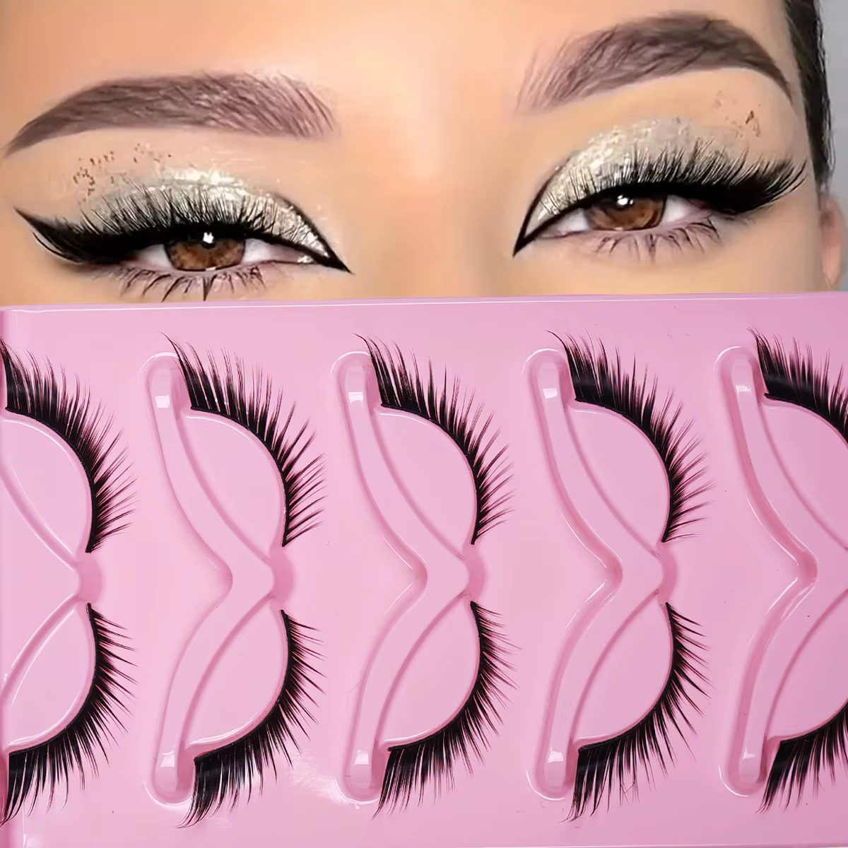 5 paires de cils yeux de chat cils longs Look oeil de chat cils vaporeux extrémité des yeux bande al
