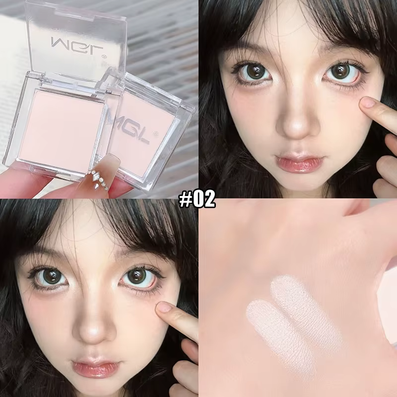 Palette de fards à paupières monochromes blanc mat, fard à paupières naturel 3D éclaircissant, poudr