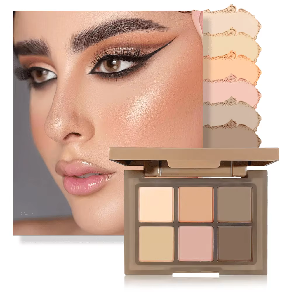 Palette de fards à paupières Soft Glam Nude 6 couleurs, bronze naturel fumé, facile à estomper pour