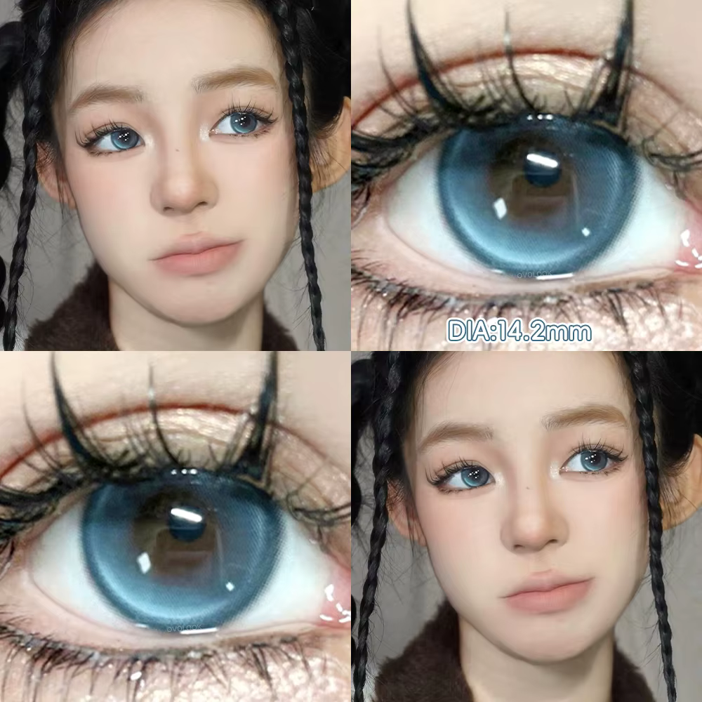 OVOLOOK-lentilles de Contact bleues pour les yeux maquillage couleur élèves myopie lentilles pour le