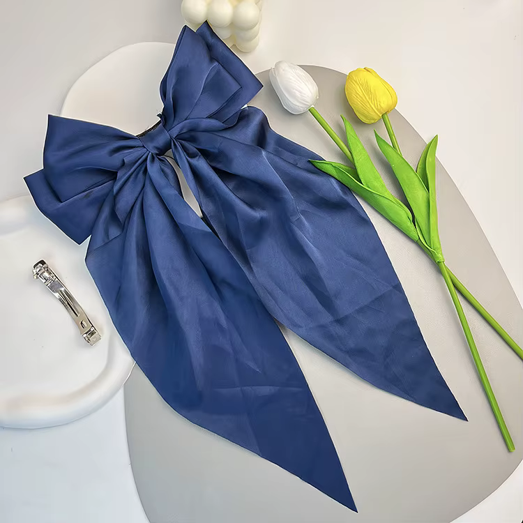 Grands nœuds pour cheveux en satin soyeux pour femmes et filles, barrettes à cheveux surdimensionnée