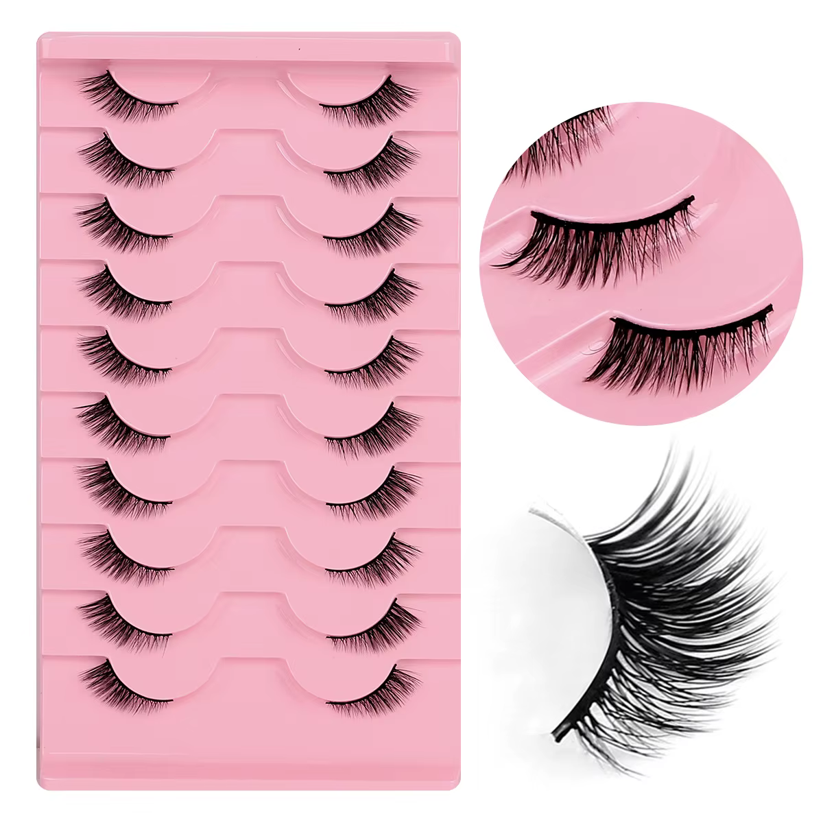 Goodobe demi-oeil 10 paires naturel renard maquillage des yeux faux cils doux style cool vaporeux ad
