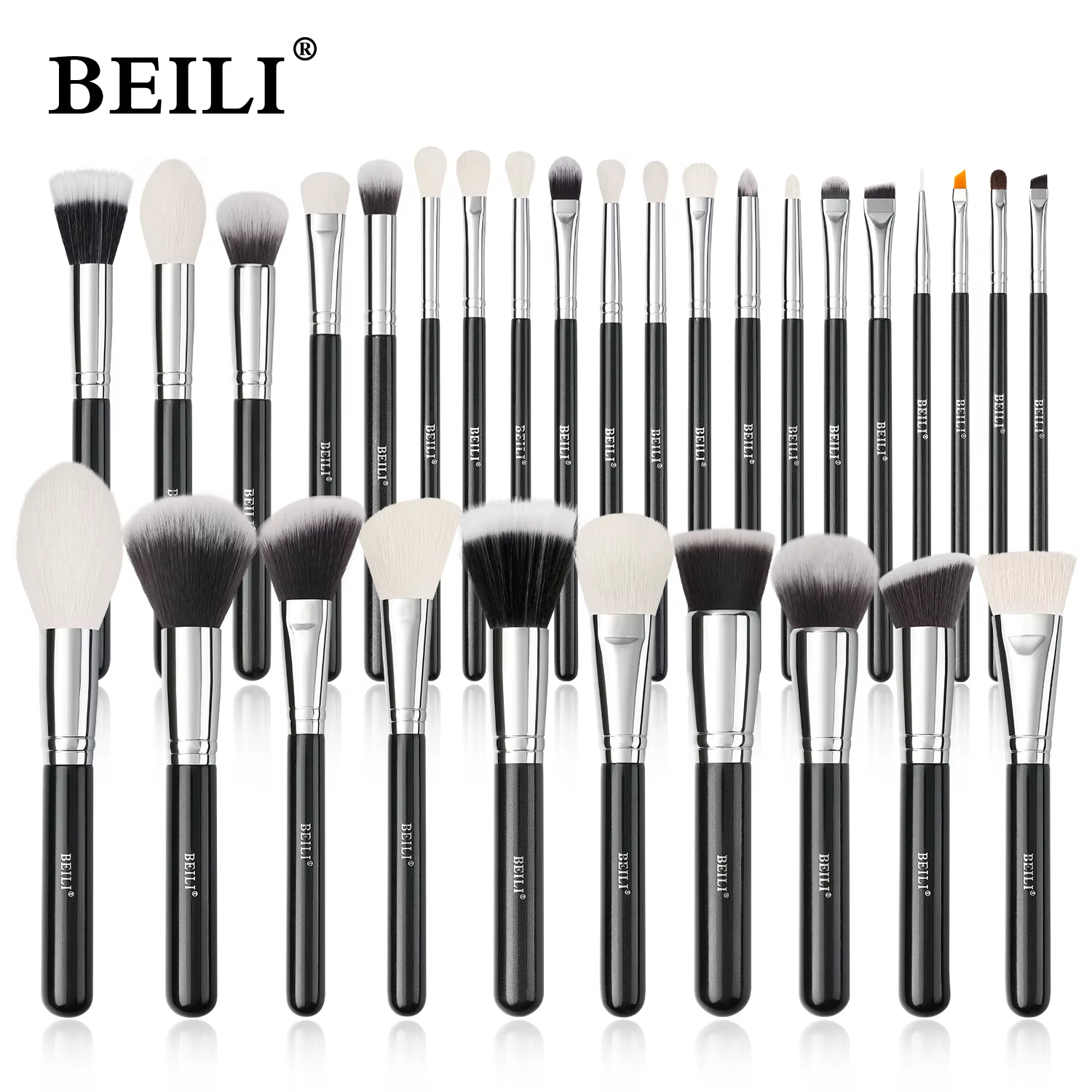 BEILI noir pinceaux maquillage ensemble professionnel naturel chèvre cheveux pinceaux fond de teint