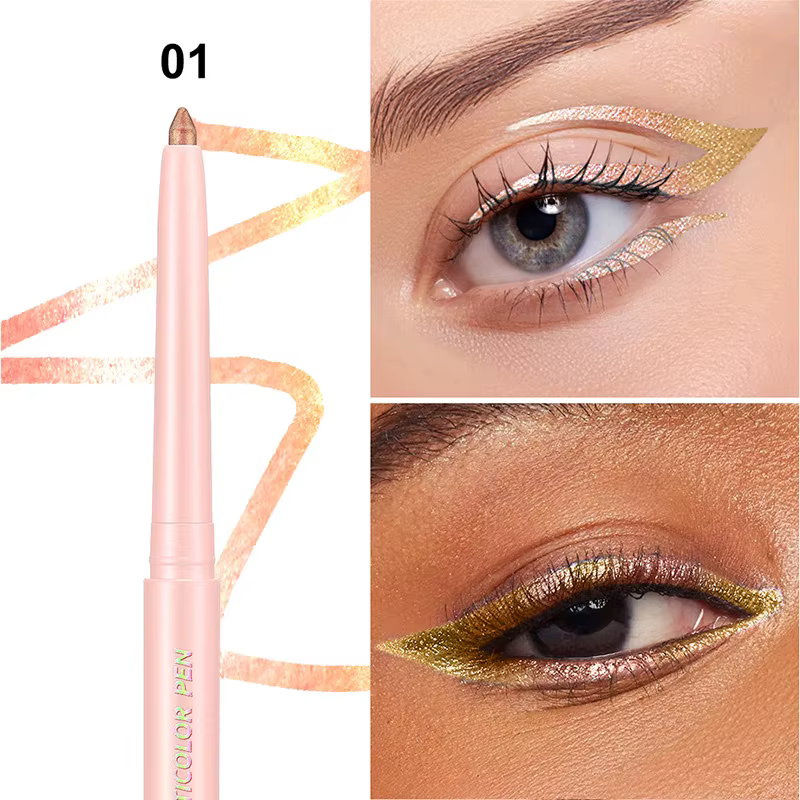 Stylo Eyeliner violet aurore nacré, caméléon métallique, fard à paupières brillant couché, ver à soi