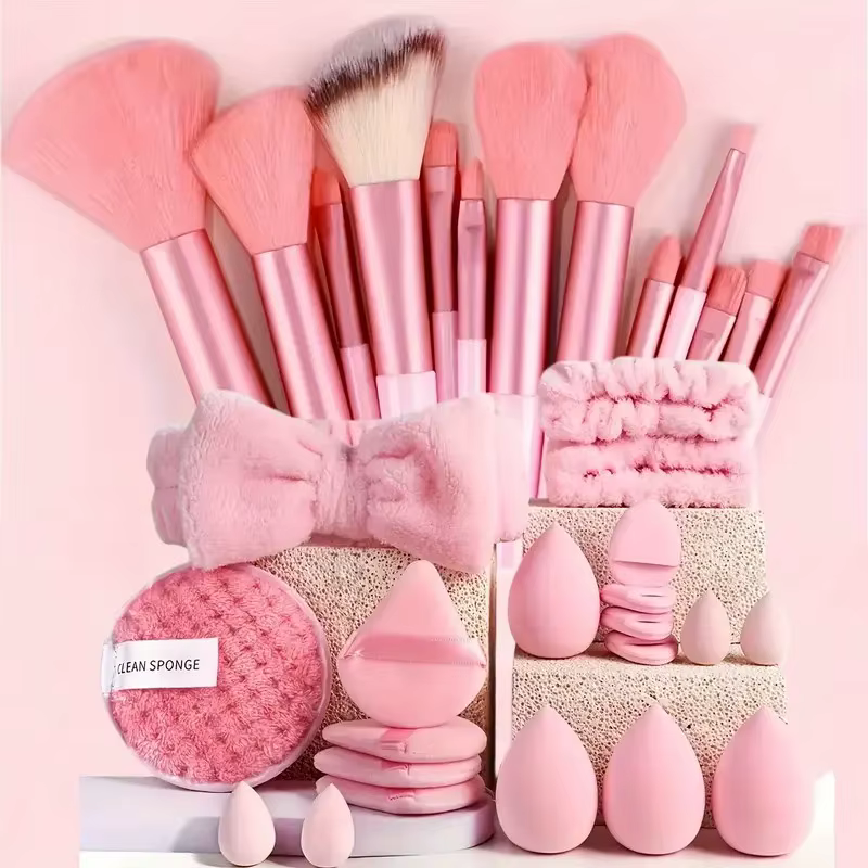Ensemble de pinceaux de maquillage professionnels, avec accessoires pour la peau combinée, avec des