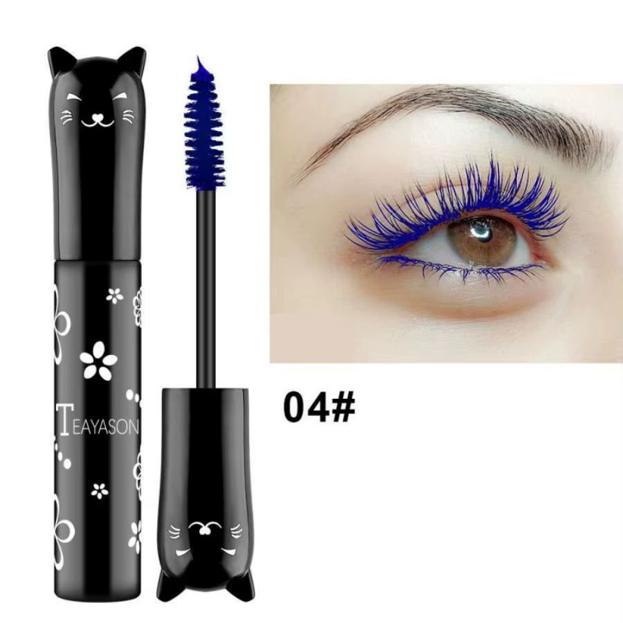 Mascara 6 couleurs avec grande tête de brosse, facile à appliquer, ne se décolore pas, blanc, violet