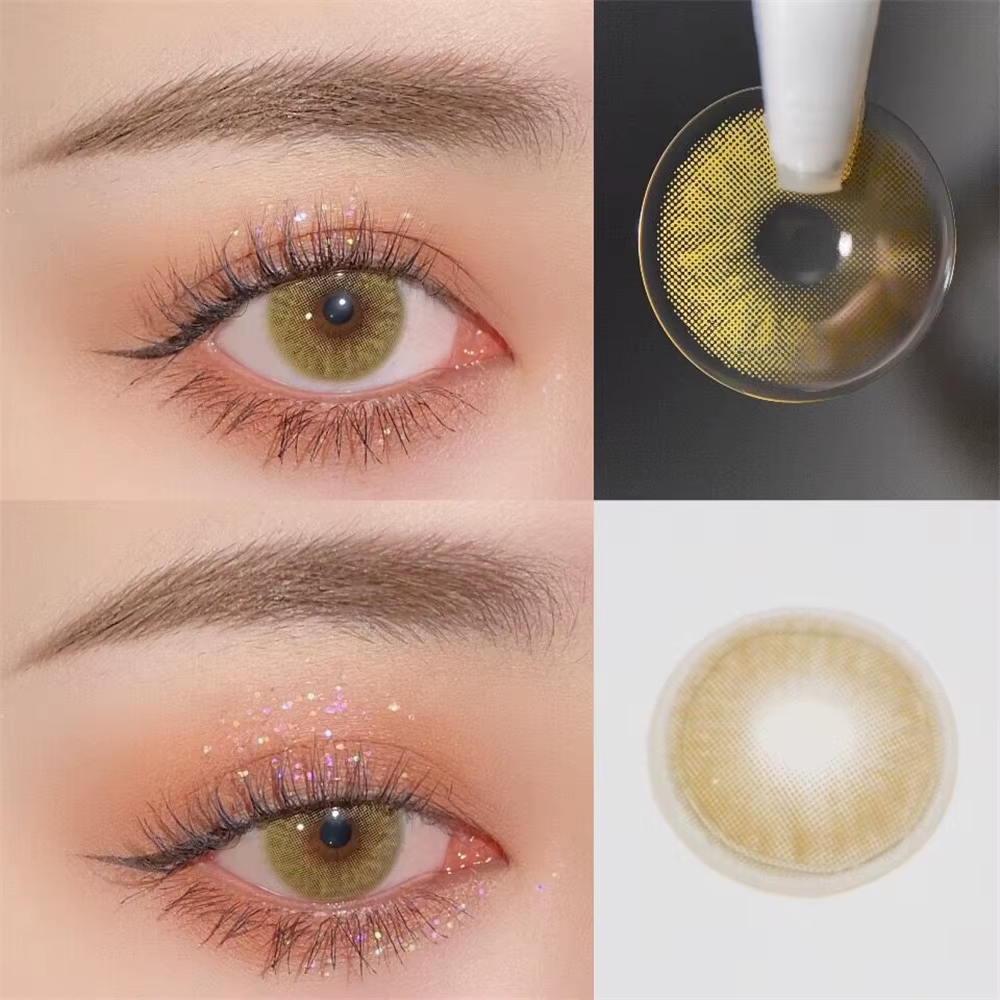 Lentilles de contact annuelles 10Ma Jiu Yellow Natural Color pour les yeux, lentilles de couleur pou