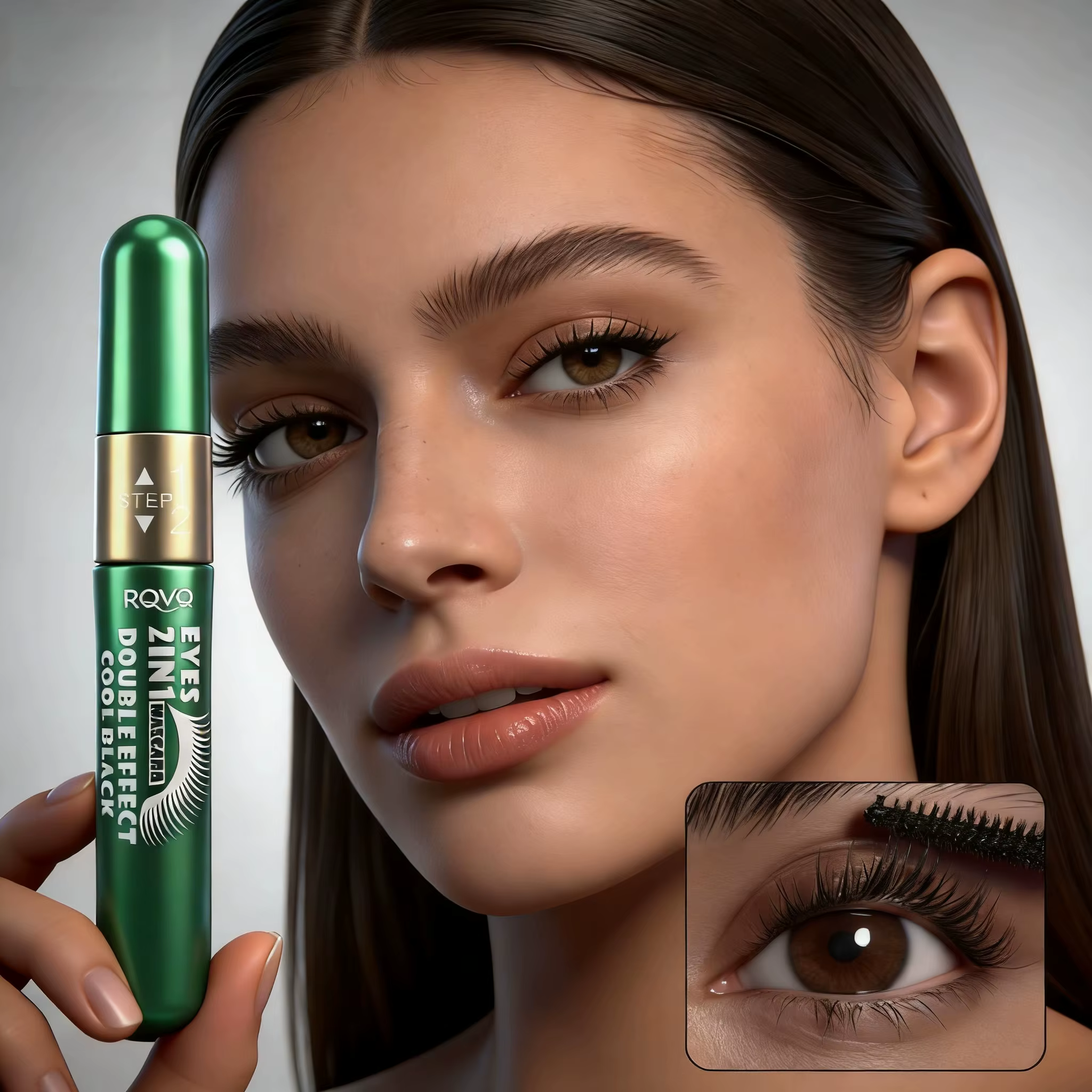Mascara double effet 2 en 1 - Allongement + intensifiant, bouclage imperméable à séchage rapide