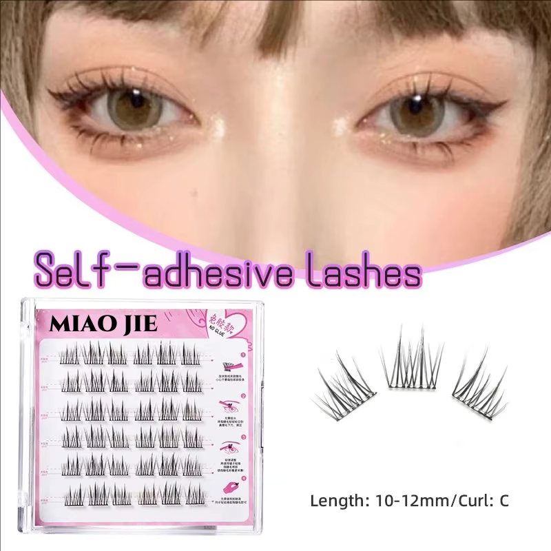 MIAOJIE Faux cils sans colle – Application facile en 3 étapes, aspect naturel, grande capacité, parf