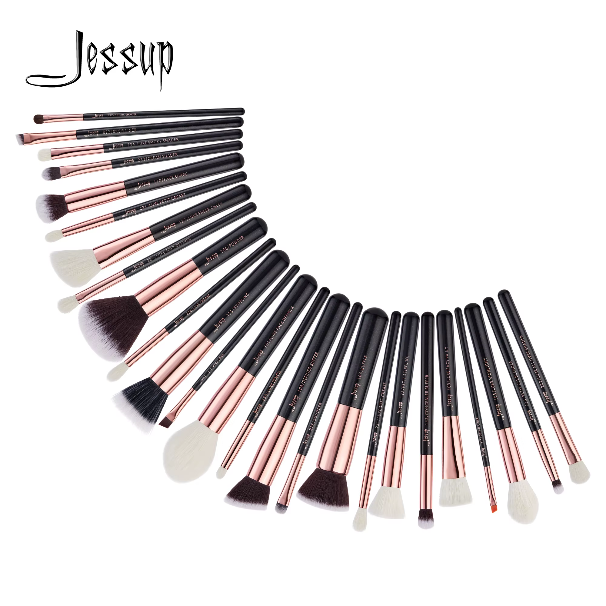 Jessup – ensemble de pinceaux de maquillage professionnels, 25 pièces, poudre de fond de teint natur