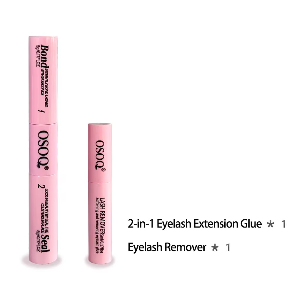 Colle et dissolvant 2-en-1 pour cils, adaptés à la pose et au retrait des faux cils