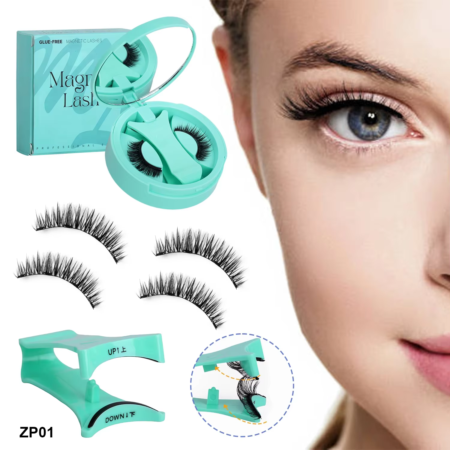 Faux cils naturels avec pince à épiler, cils magnétiques faciles à appliquer, réutilisables, sans co