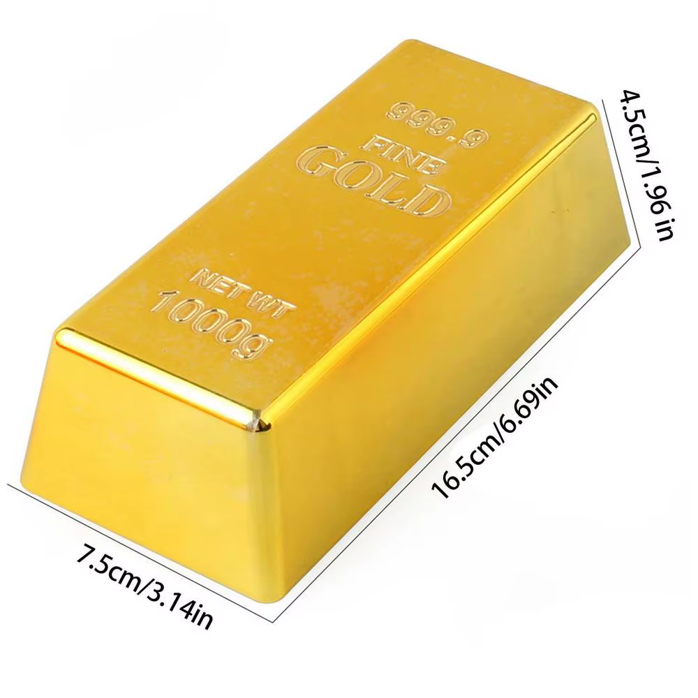 1 pièce Fausse barre d'or de simulation, jouet créatif, brique dorée creuse, accessoire de film, cad